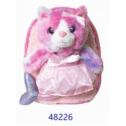 BP48226-Cat Mermaid Plush Backpack